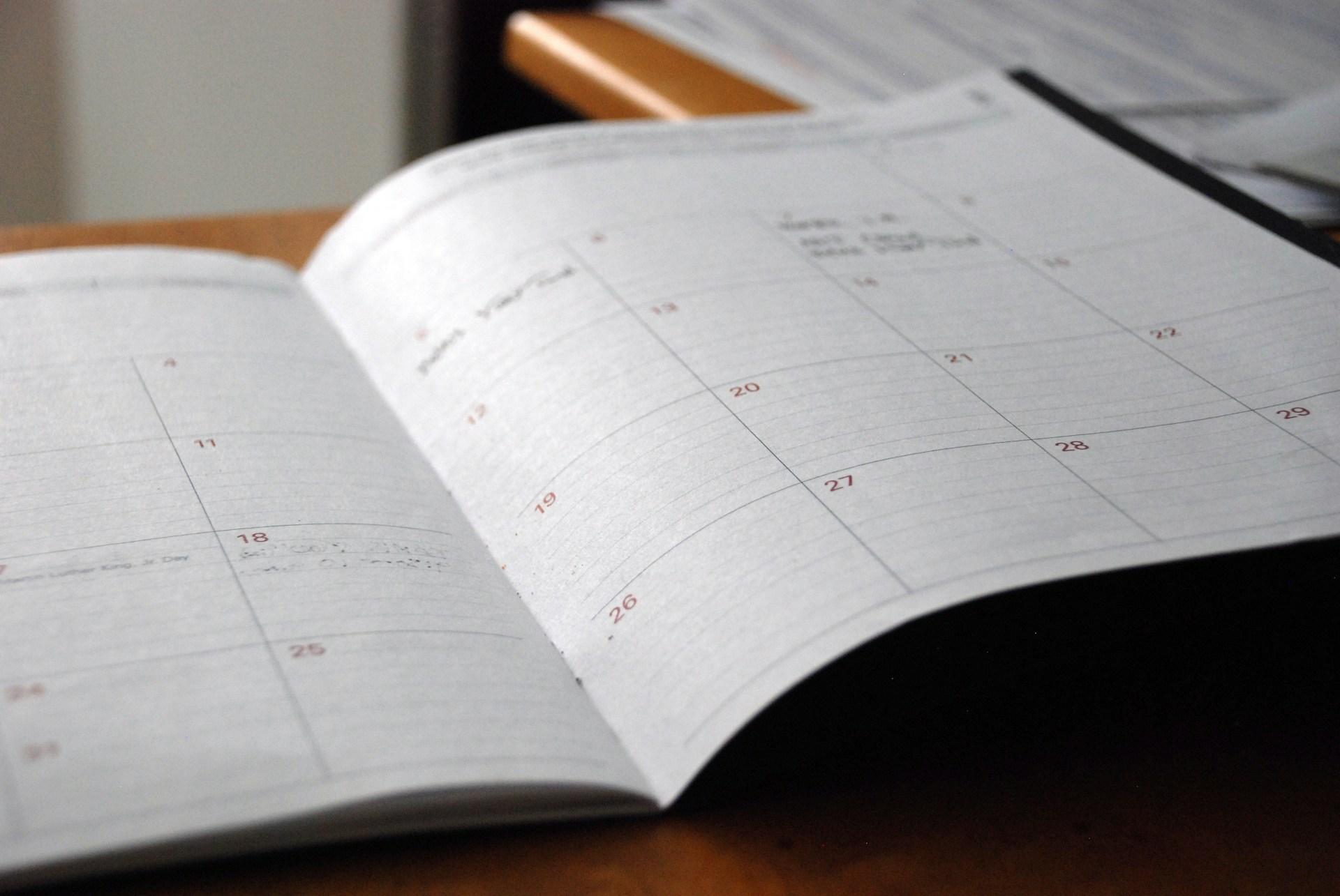 Agenda utilisé pour organiser et planifier les formalités de l'Omra et les préparatifs de voyage